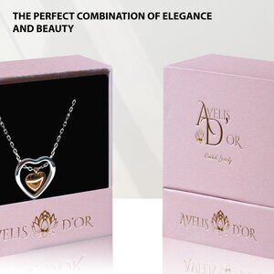 Gift-Ready Heart Necklace Stainless Steel Double Heart Pendant for Women